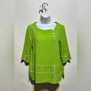 Ali Miles Green Tunic Top 100% Linen Womens‎ Size PS NWOT